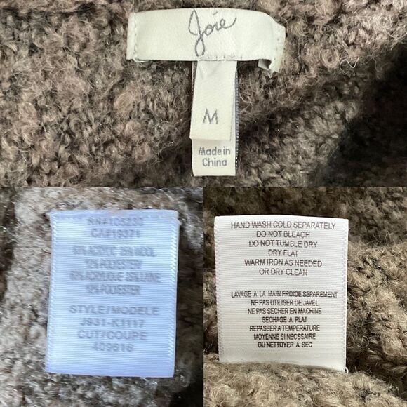 Joie Brown Wendi Boucle Wool Blend Open Front Cardigan Sweater Medium - Picture 7 of 8